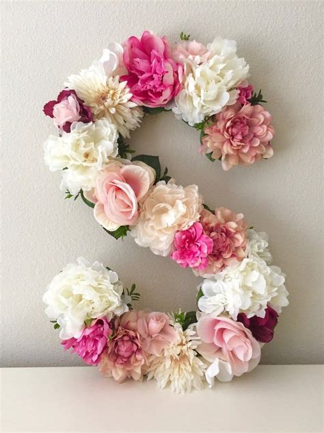 Flower Letter Floral Letter Blush Pink Nursery Decor Mauve Etsy Blush