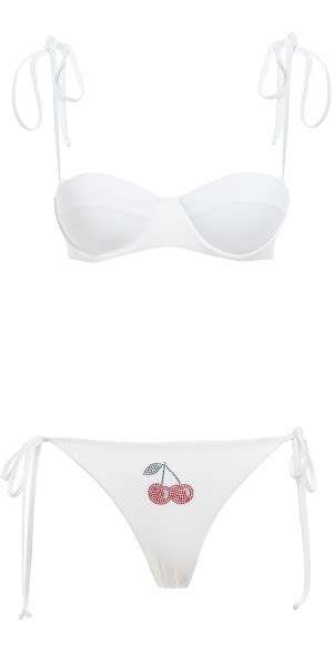 Des Phemmes Cherry Printed Balconette Bikini Set White L