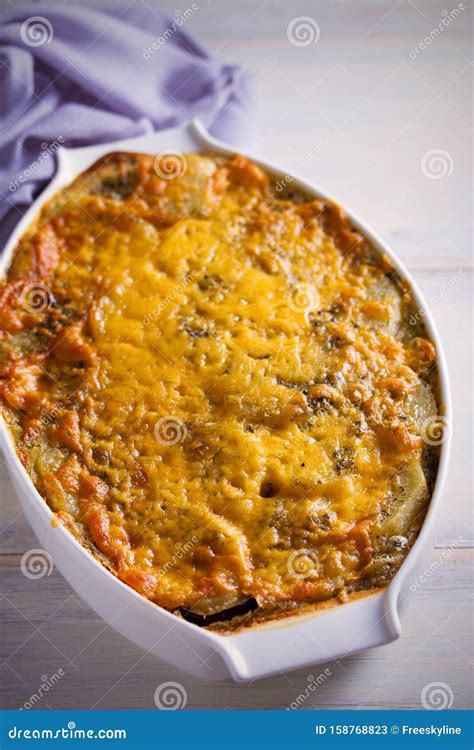 Traditional Greek Moussaka Casserole Is Eggplant Potato Ground Beef Or