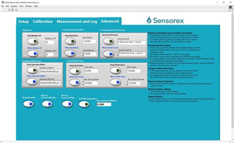 Sensorex Smart Sensor User Interface Software - Sensorex Liquid Analysis Technology