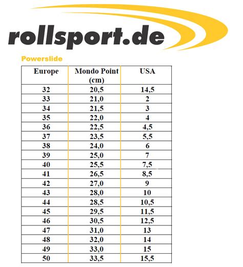 Racing Shoe Size Chart