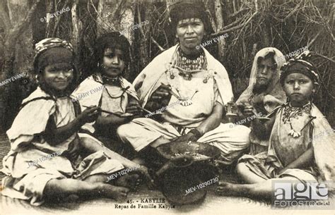 Mealtime for a family of the Kabyle People - Berbers from North Eastern ...