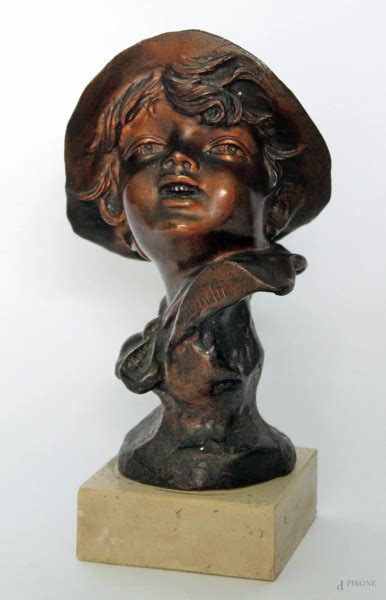 Francesco Paolo Michetti Busto Di Fanciullo Con Cappello Scultura In