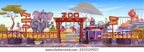 Zoo Entrance Gate Exotic African Animals Stock Vector (Royalty Free ...