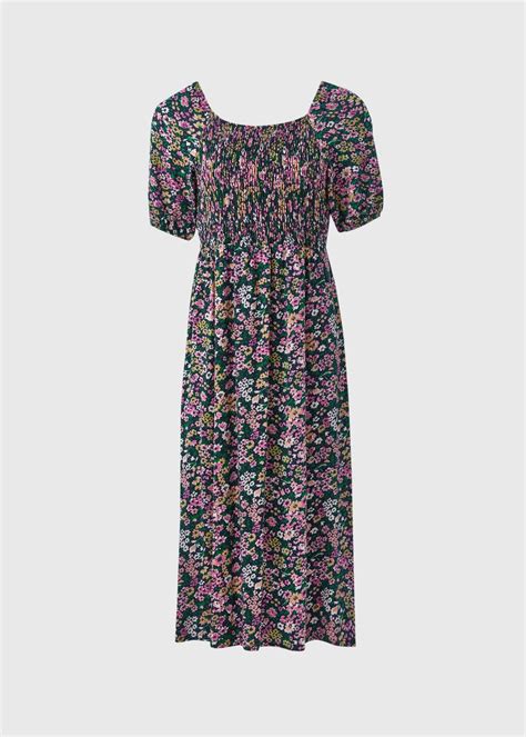 Multicolour Floral Square Neck Shirred Midi Dress Matalan