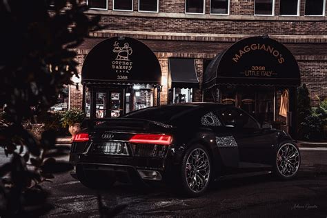 Car Vehicle Audi Black Cars Night City Audi R8 1920x1281