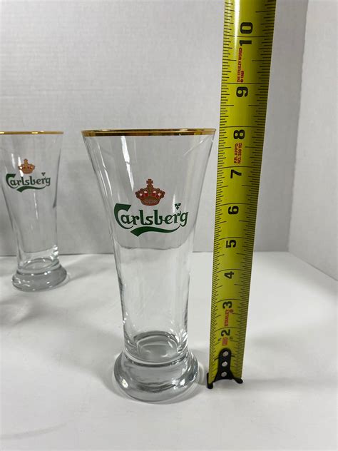 Vintage Carlsberg Pilsner Beer Glasses With Gold Trim Sold Etsy