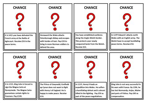 Printable Monopoly Chance Cards