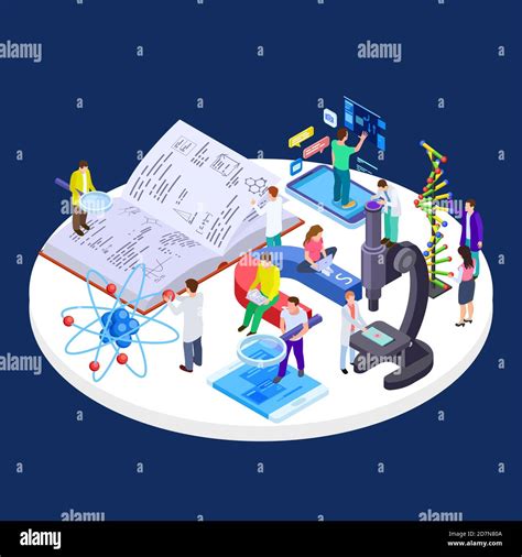 Self And Online Education Science And Research Lab Isometric Vector