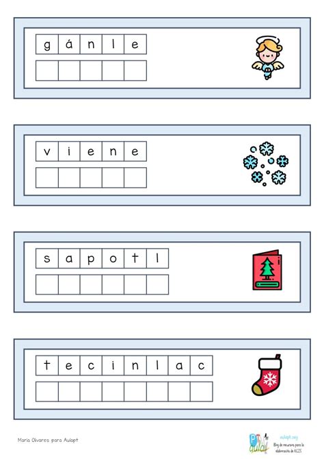 Tiras Para Plastificar Ordenar Letras En Vocabulario Navide O