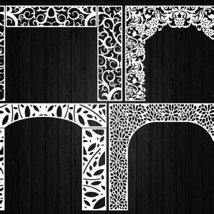 Set Of Vector Arches With Abstract And Floral Patterns Dxf Ai Svg