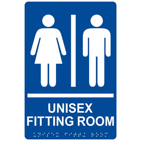 ADA Unisex Fitting Room With Symbol Braille Sign RRE 14843 WHTonBLU