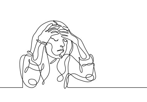 Stressed Woman Continuous Line Drawing 3276182 Vector Art At Vecteezy