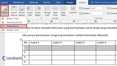 Cara Menghapus Baris Kolom Atau Tabel Microsoft Word Dengan Cepat