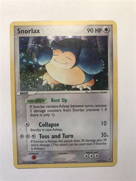 Pokemon Card Snorlax 15/112 Rare Holo Ex FireRed LeafGreen Lightly ...