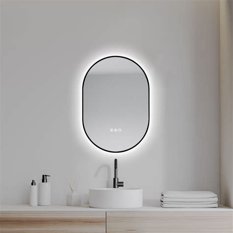 Miroir Lumineux Asym Trique Noir L X H Cm Denise Tactile