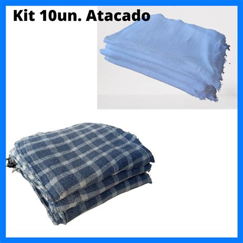 Kit Pano de Chão Branco e Xadrez Kit 10 PANOS Saco Alvejado