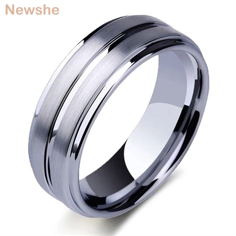 Newshe Anillos De Carburo De Tungsteno Para Hombre Anillo De Ranura De