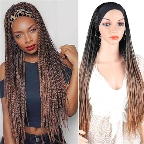 Amazon Leosa Braided Wigs Ombre Brown Headband Wig Long Crochet