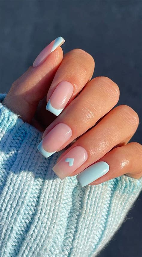 40 Stylish French Tip Nails For Any Nail Shape Light Blue French Tip