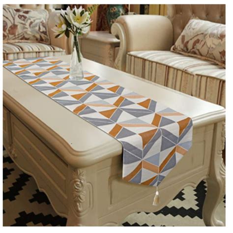 Brown Geometric Abstract Table Runner Modern Design Fabric Etsy