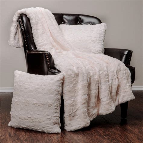 Chanasya Piece Faux Fur Throw Blanket Pillow Cover Set Super Soft