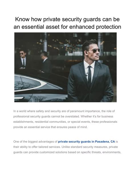 Ppt Know How Private Security Guards Can Be An Essential Asset For