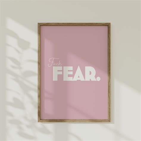 Fuck Fear Pink Wall Art Neutral Wall Art Funny Wall Art