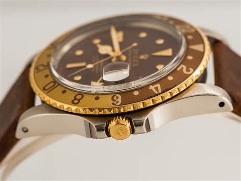 ROLEX Vintage GMT MASTER Ref 1675 TIGER EYE Nipple Dial Steel 18k