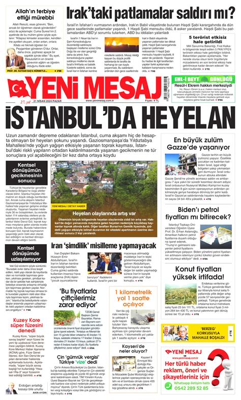 Yeni Mesaj Gazetesi Yeni Mesaj Man Et Oku Haberler Nisan