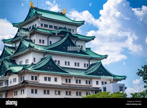 Famous Japanese Castle With A Green Roofjapan Castle In Nagoya Summer