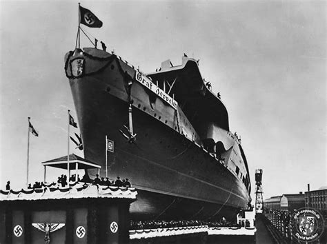 Port Side View Of Aircraft Carrier Graf Zeppelin During The Launch