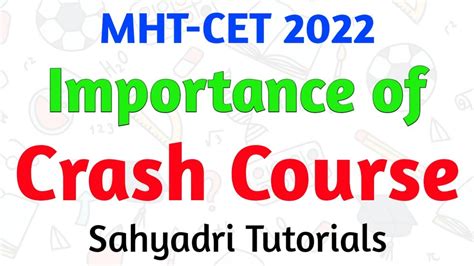 Important Of Crash Course MHT CET 2022 Sahyadri Tutorials YouTube