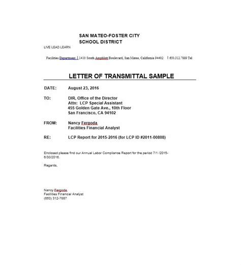 Letter Of Transmittal Template Business Mentor