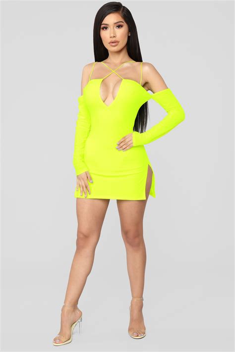 Highlight Of My Day Mini Dress Neon Yellow Mini Dress Yellow Mini Dress Neon Dresses