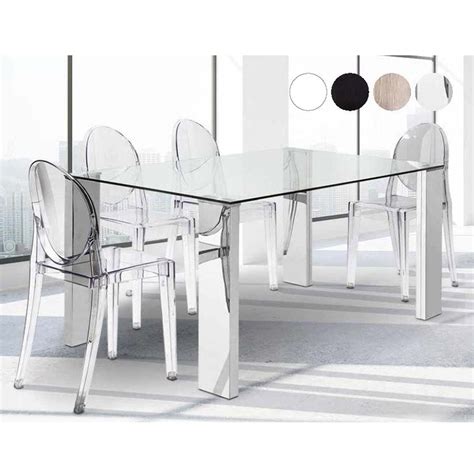 Mesa De Comedor Rectangular Transparente De Diseño Patas A Elegir