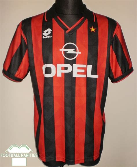 AC Milan Home Football Shirt 1994 1995 Sponsored By Opel