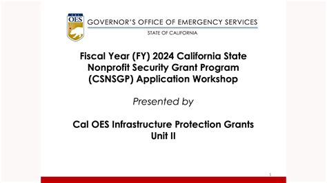 California State Nonprofit Security Grant Program Application Workshop