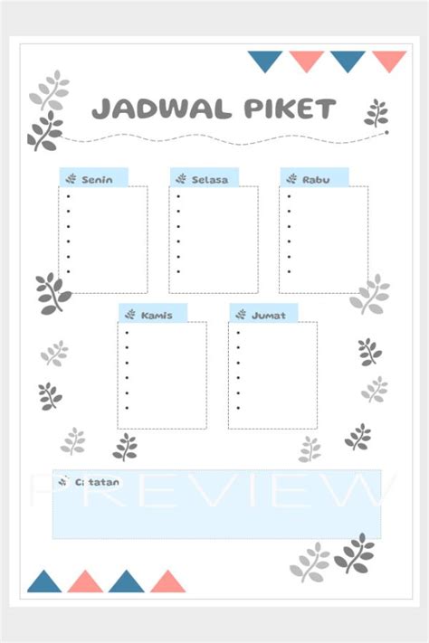 Template Jadwal Piket Word Aesthetic Biru Template Jadwal Pelajaran