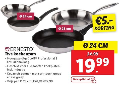 Ernesto Rvs Koekenpan 24cm Aanbieding Bij Lidl