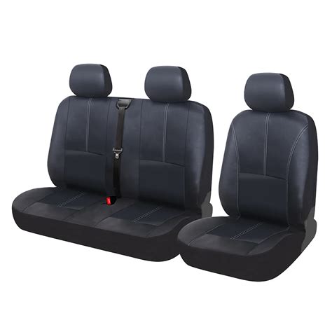 2022 New Black 1 2 Seat Covers Pu Leather Seat Cover For Ford Transit Van Truck Lorry For