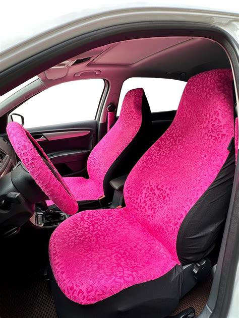 Pink Leopard Cheetah Handmade Suede Car Seat Covers For Vehicles Full