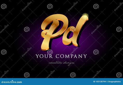 Pd P D D Gold Golden Alphabet Letter Metal Logo Icon Design H Stock