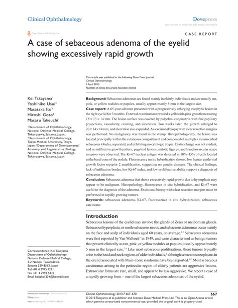 (PDF) A case of sebaceous adenoma of the eyelid showing excessively ...