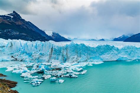 View of Perito Moreno Glacier with Iceberg Floating in Argentina Lake ...