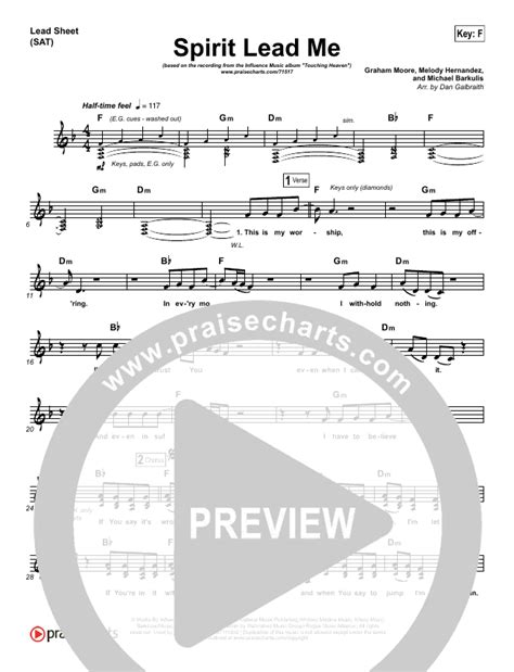 Spirit Lead Me Lead Sheet & Piano/Vocal - Influence Music, Michael Ketterer | PraiseCharts