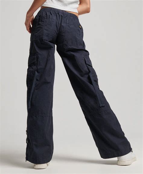 Womens Low Rise Wide Leg Cargo Pants In Eclipse Navy Superdry Uk Superdry Cargo Trousers