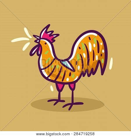 Rooster Crowing Hand Vector Photo Free Trial Bigstock