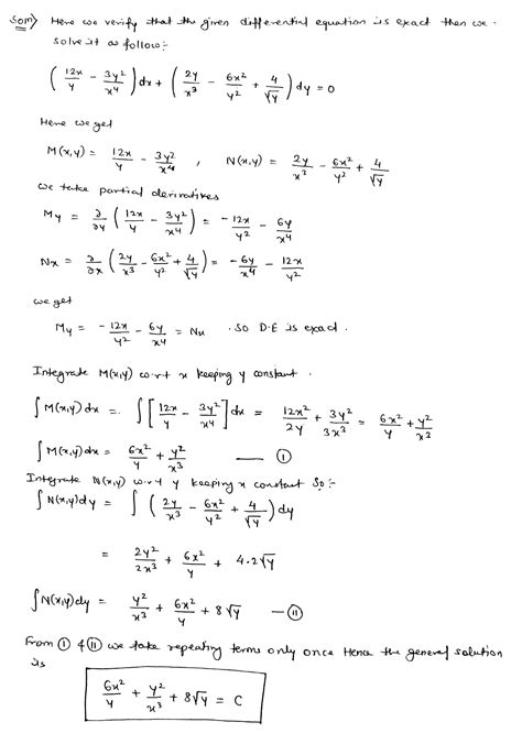 [solved] Verify That The Given Differential Equation Is Exact Then