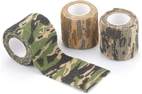 Rybtd 3 Rolls Military Camouflage Bandage Self Adhesive Non Woven Camo